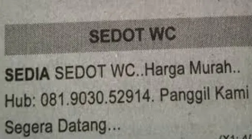 contoh iklan sedot wc di koran